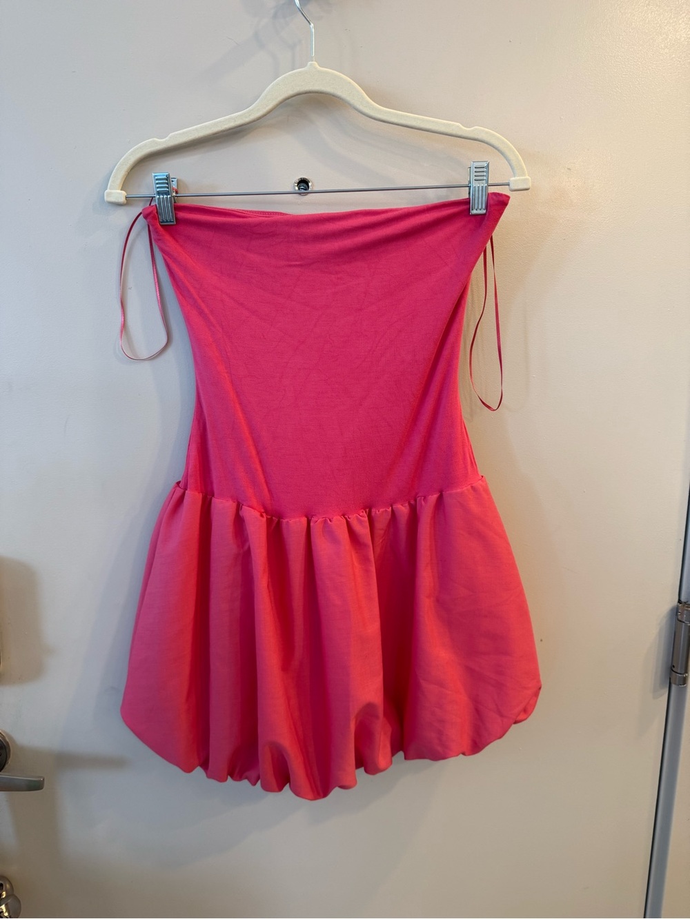 Strapless Pink Bubble Hem Dress